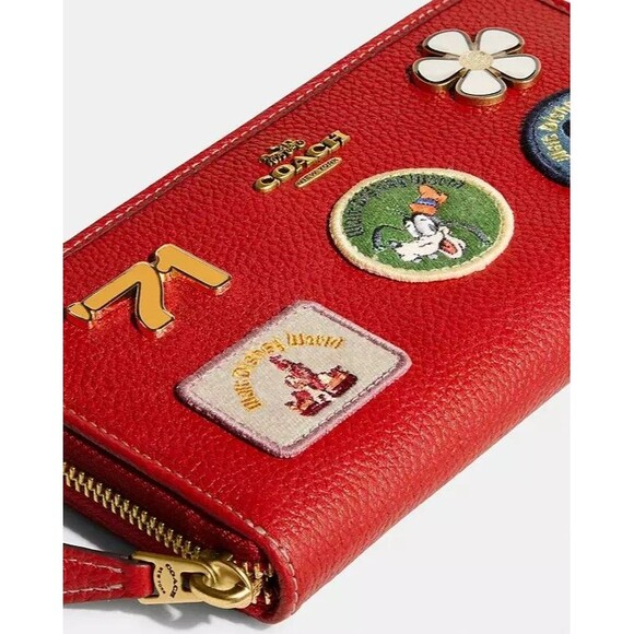 DISNEY COACH 50TH ANNIVERSARY RED LEATHER PATCH WALLET MINNIE MOUSE -nwt - Picture 2 of 9